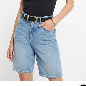 High Waisted Light Wash Denim Jean Shorts